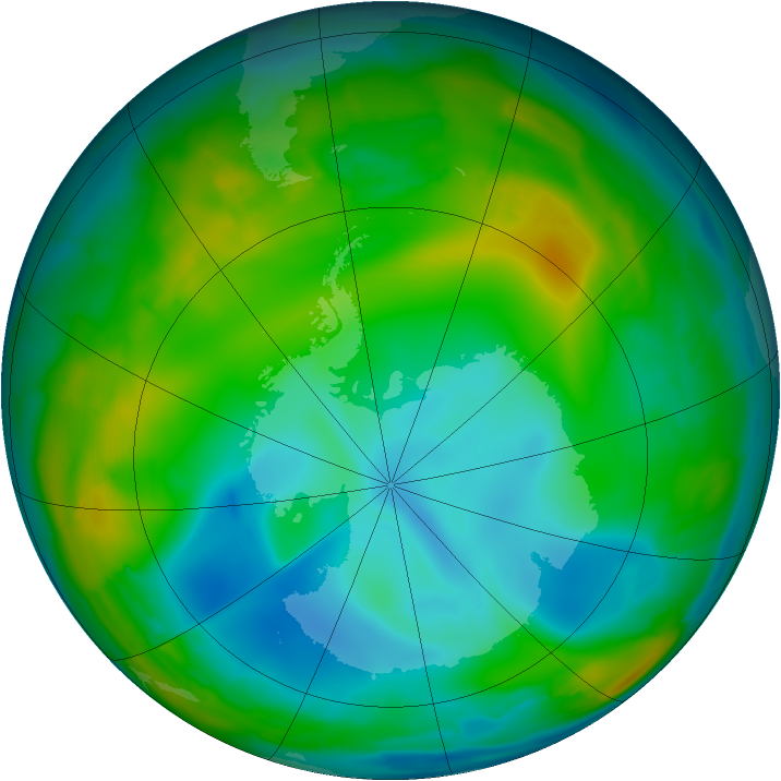 Antarctic ozone map for 04 July 2009